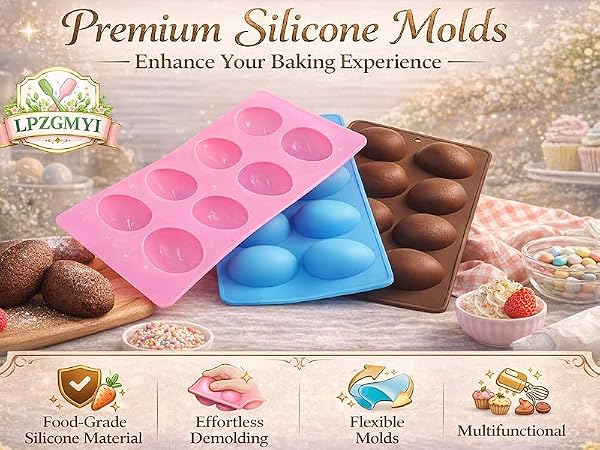 Silicone Egg Shaped Silicone Molds Easter Mold Jelly Biscuits Chocolate Candy Baking Mold 