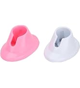 Juroicessry 2Pcs Pink and White Soft Rubber Nail Polish Bottle Holder Nail Polish Stand Anti-Spil...