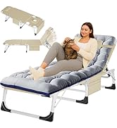 ABORON 4-in-1 Lounge Chair with Face &amp; Arm Holes for Tanning, 440LB Heavy-Duty Folding Recliner w...