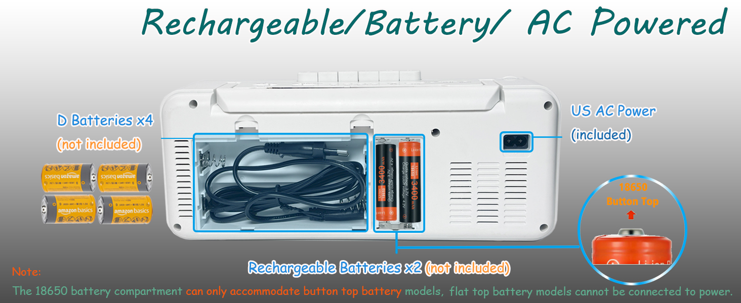 Portable cassette tape player for home or outdoor