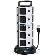 Power Strip Tower Surge Protector 1050J, JACKYLED 20 AC Outlets 6 USB Ports, 13A Desktop Electric...
