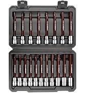 LLNDEI 3/8" Drive Extra Long Allen Hex Bit Socket Set 19Pcs CR-V/S2 | SAE 1/8-3/8" &amp; Metric 3-12m...