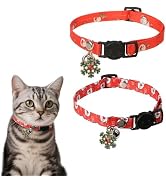 Christmas Cat Collar Breakaway 2 Pack, Cat Collar with Bell &amp; Charms, Adjustable Kitten Cute Chri...