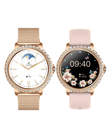 Ladies fashion smart watch gold band
