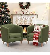 Accent Barrel Chairs Set of 2, Modern Comfy Living Room Chairs with Armrest Small Reading Chair w...