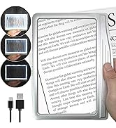 [Rechargeable] 3X Large Ultra Bright LED Page Magnifier with 12 Anti-Glare Dimmable LEDs(Evenly L...