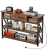 Mexin 47 Inch Console Table with 2 Outlet and 2 USB Ports, Entryway Table with Drawer and Storage...