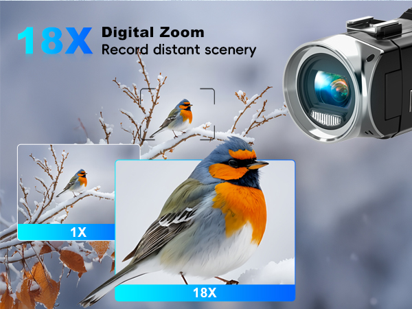 Camcorder Video Camera, Digital Camera 1080P 18X Digital Zoom Cam Corder with Fill Light,