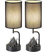 Dreamholder Table Lamp with 3 USB Charging Ports, Modern Desk Lamp with AC Outlet and Phone Stand...