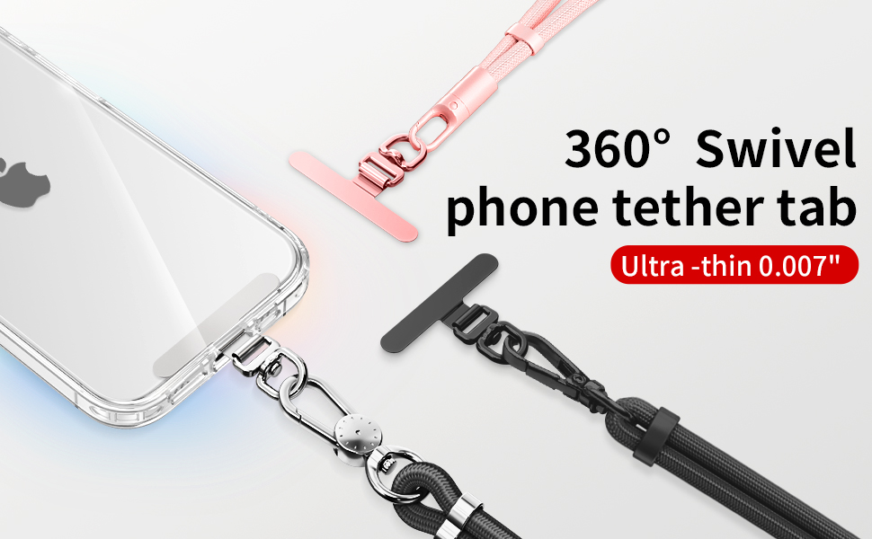 360° swivel phone tether tab - 0.007&amp;amp;#34; slim profile protects your phone