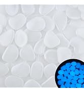 50PCS 1.2-1.6" Flake Shape Luminous Stone White Glow in The Dark Pebbles Glow Rocks for Outdoor G...