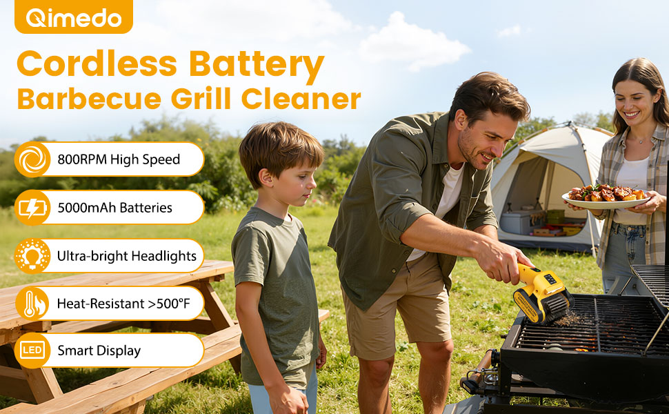 5000mah battery electric grill brush