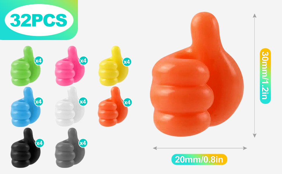 32 Pack Creative Thumbs Up Wall Hooks