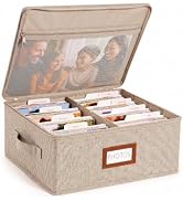 HULISEN Photo Storage Box, Photo Organizer for 2000 4x6 Pictures, Brown | Linen Keepsake Box with...