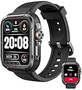 SKG R8 Military Smart Watches for Men (Answer/Make Call) Alexa Built-in, 1.8'' Rugged Bluetooth T...