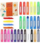24 Colors Tempera Paint Sticks, No Mess, Quick-Drying &amp; Non-Toxic Art Supplies, Easy-Grip for Tod...