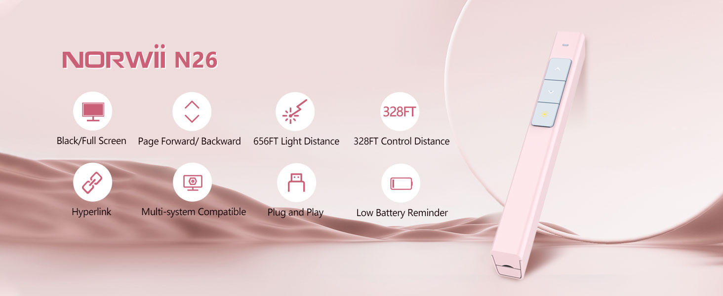 NORWII N26 Long Control Range Presentation Clicker_details
