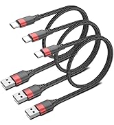 1.5ft USB C Cable, 3 Pack Short USB A to USB C Cable for iPhone 16 15, Nylon Braided 18 inch Type...