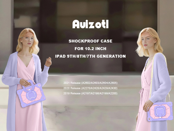 Auizotl Case for iPad 9th/8th/7th Generation 10.2 Inch with 360°Rotating Stand/Shoulder Strap
