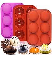 BUSOHA Silicone Molds for Chocolate - 3 Pack 6 Cavity Cake Baking Silicone Molds,Medium Semi Sphe...