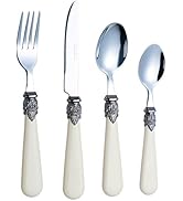 Exzact Cutlery Set 16pcs Antique Cream Handles/Flatware Stainless Steel with Ivory Coloured Detai...