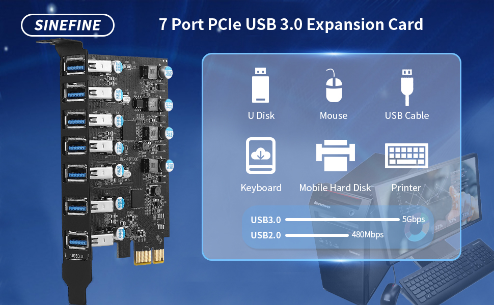 7 port usb pcie card