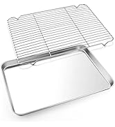 E-far Cookie Sheet with Rack Set, Half Sheet Baking Pan for Oven Cooking, 18”x13” Stainless Steel...