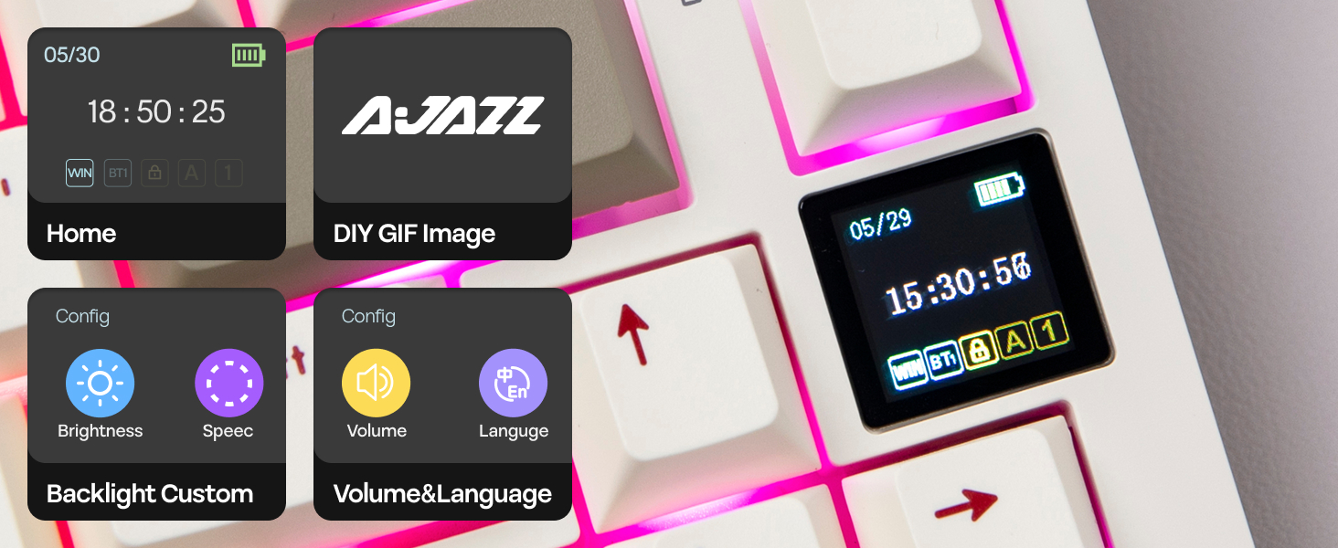 AK820 PRO Wireless Mechanical Gaming Keyboard with Screen