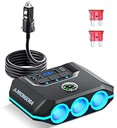 Anyongora Cigarette Lighter Splitter, 120W Car Charger Adapter with USB &amp; PD, 7 in 1 Multi Port P...