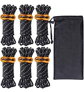 Hikeman 6 Pack 4mm Outdoor Guy Lines Tent Cords Lightweight Camping Rope with Aluminum Guylines A...