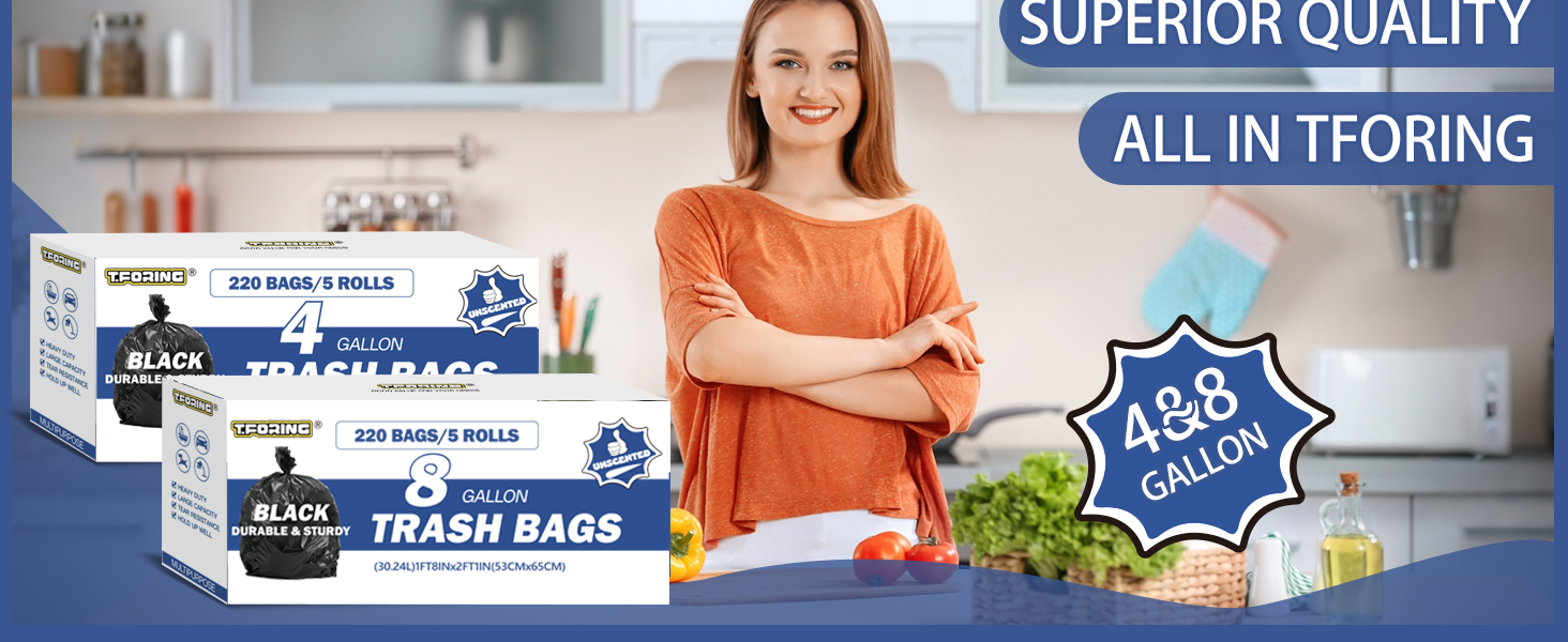 small trash bags 4 gallon garbage bags black can liners