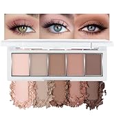5 Colors Matte Nude Eyeshadow Makeup Palette, Nude Pink Brown Taupe Neutral Matte Smokey Cream Mi...