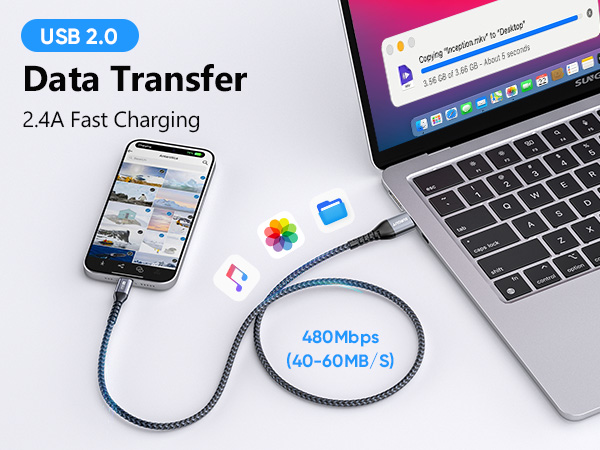 a smartphone with a usb cable connected to a laptop