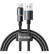 mcdodo USB-A to USB-C Charging Cable with 7 Colorful Lights, 4ft Length Nylon Braided USB to Type...