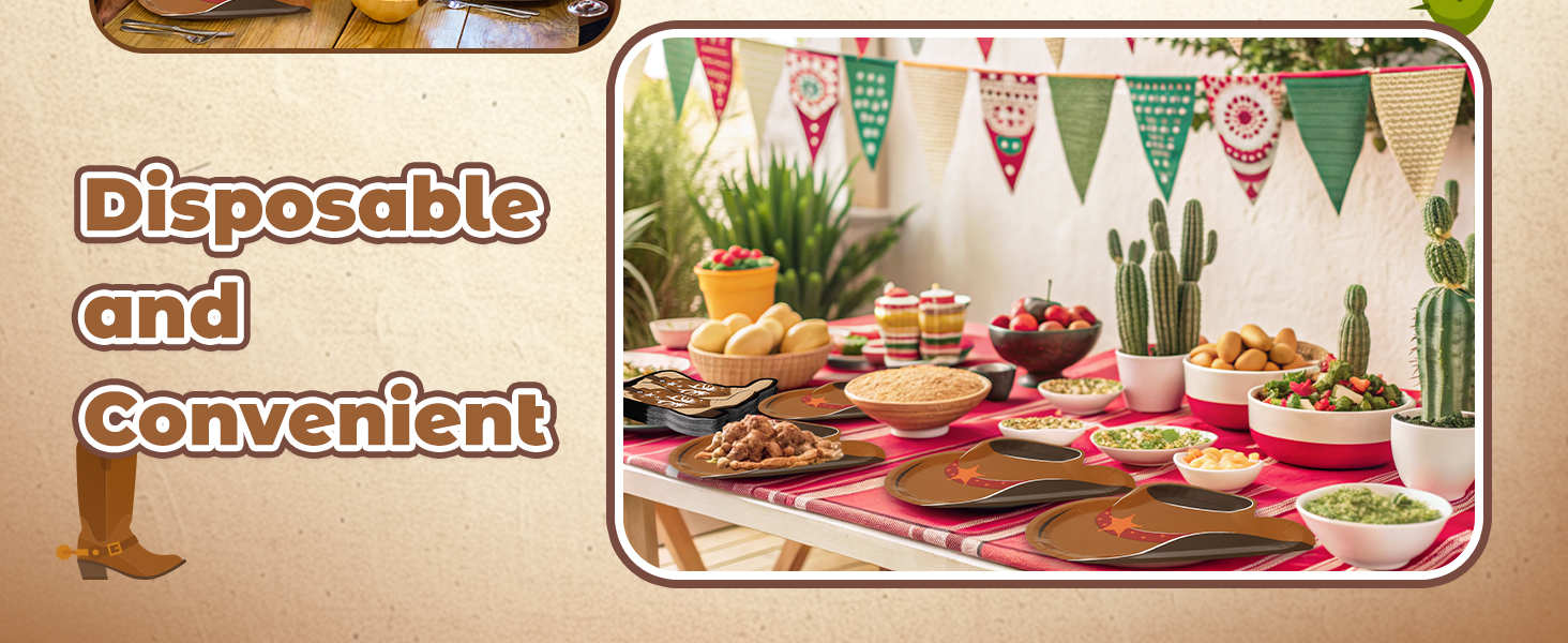 90Pcs Western Cowboy Plates Napkin Set