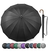 G4Free 54 Inch Large Windproof Umbrella for 2 Persons, 16 Ribs Auto Open Classic Wooden J Handle ...