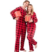PJGGZ Onesie Couples Matching Pajamas - Funny Plaid Zipper Hooded Pjs Sets for Women &amp; Men Soft W...