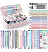 Four Candies 56 PCS Aesthetic School Supplies with Large Pencil Case, 6 Colored Ballpoint Pens, 1...