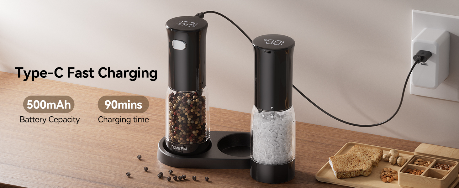 Electric Salt and Pepper Grinder Set