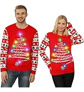 Ugly Christmas Sweater Women Men,Light Up Christmas Sweater for Couples,Funny Cute Reindeer LED X...