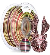 AMOLEN Silk PLA 3D Printer Filament, Shiny Multicolor Rainbow PLA Filament 1.75mm, Fast Color Cha...