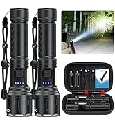 Rechargeable Magnetic Flashlights High Lumens, Super Bright LED Powerful Flashlight 8 Modes with ...