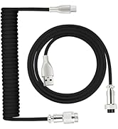 WENZIYAXU Coiled Mechanical Keyboard Cable, USB Type-C to USB-A Keyboard Wire, Black Braided with...