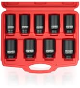 DAYUAN 9 Pcs Axle Nut Hub Impact 1/2" Drive Socket 29 30 31 32 33 34 35 36 38mm Socket Set