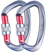 Azarxis Carabiner Clips, 12 25 kN Aluminium D Ring Heavy Duty Lightweight Caribeaners for Hammock...