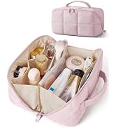 BAGSMART Flat-Open Makeup Bag, Travel Cosmetic Organizer Bag for Women | No more digging opens fl...