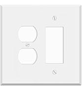 Oversized White Metal Outlet Covers, Rocker/Duplex 2-Gang Wall Plate, 5.5" x 5.50" Jumbo Combinat...