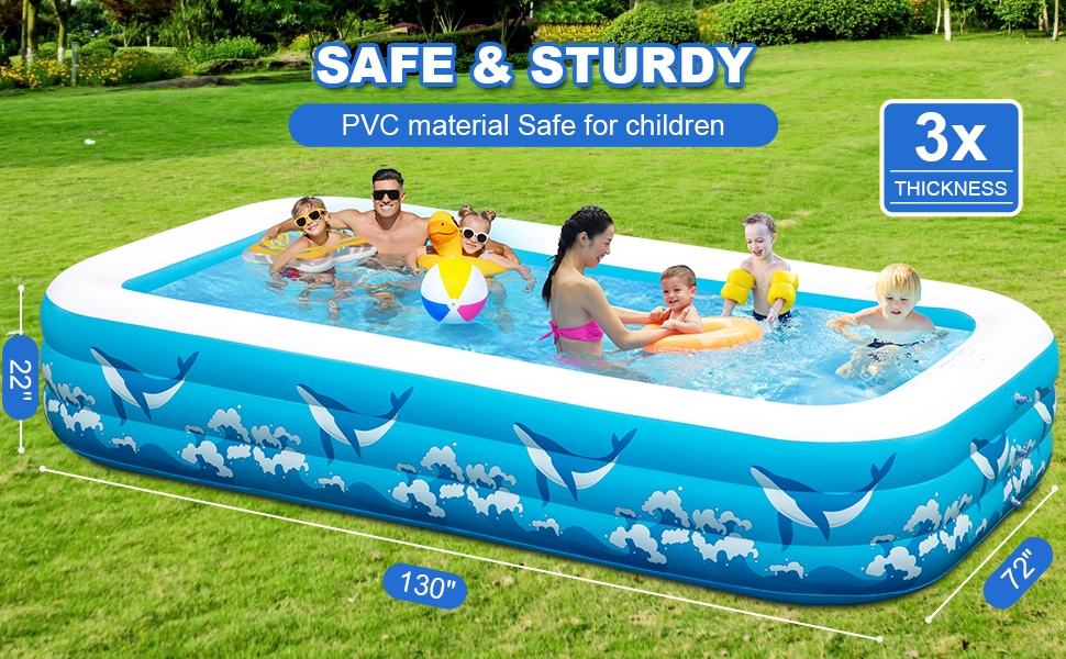 Large Inflatable Pool for Adults Kids,Blow-up Pools Inflatable Swimming Pool with Pump, Kiddie Pool