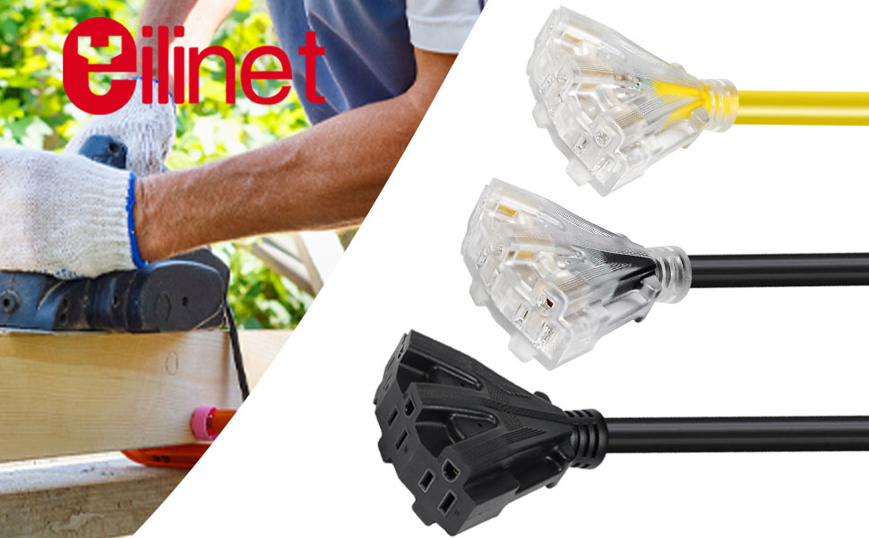 3 outlets lighted extension cord 