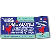 My Dog is Home Alone Pet Alert Emergency ICE ID Plastic Wallet Card and Keytag with Emergency Con...